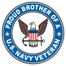 U.S. Navy Veteran Proud Brother Bumper Sticker Military Vinyl Soldier Decal 5"