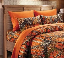 KING ORANGE CAMO! 6 PC THE WOODS Premium Microfiber CAMO Sheets Pillowcases