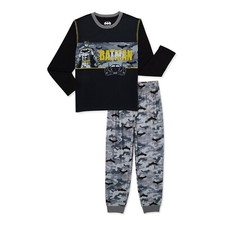 Batman Boys Long Sleeved Cuffed Pants 2 Piece Pajama Set Black Sizes 4/5 6/7 NWT