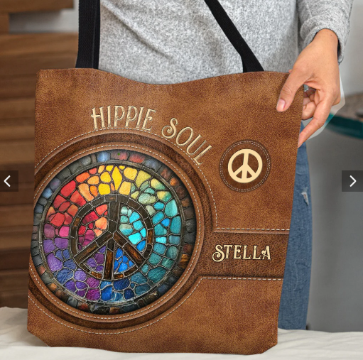 Personalized Hippie Soul Tote Bag, Hippie Soul Handbag