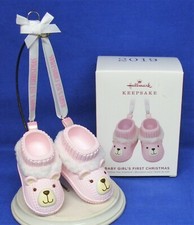 Hallmark Ornament Baby Girl's First Christmas 2019 Girl Pink Teddy Bear Booties