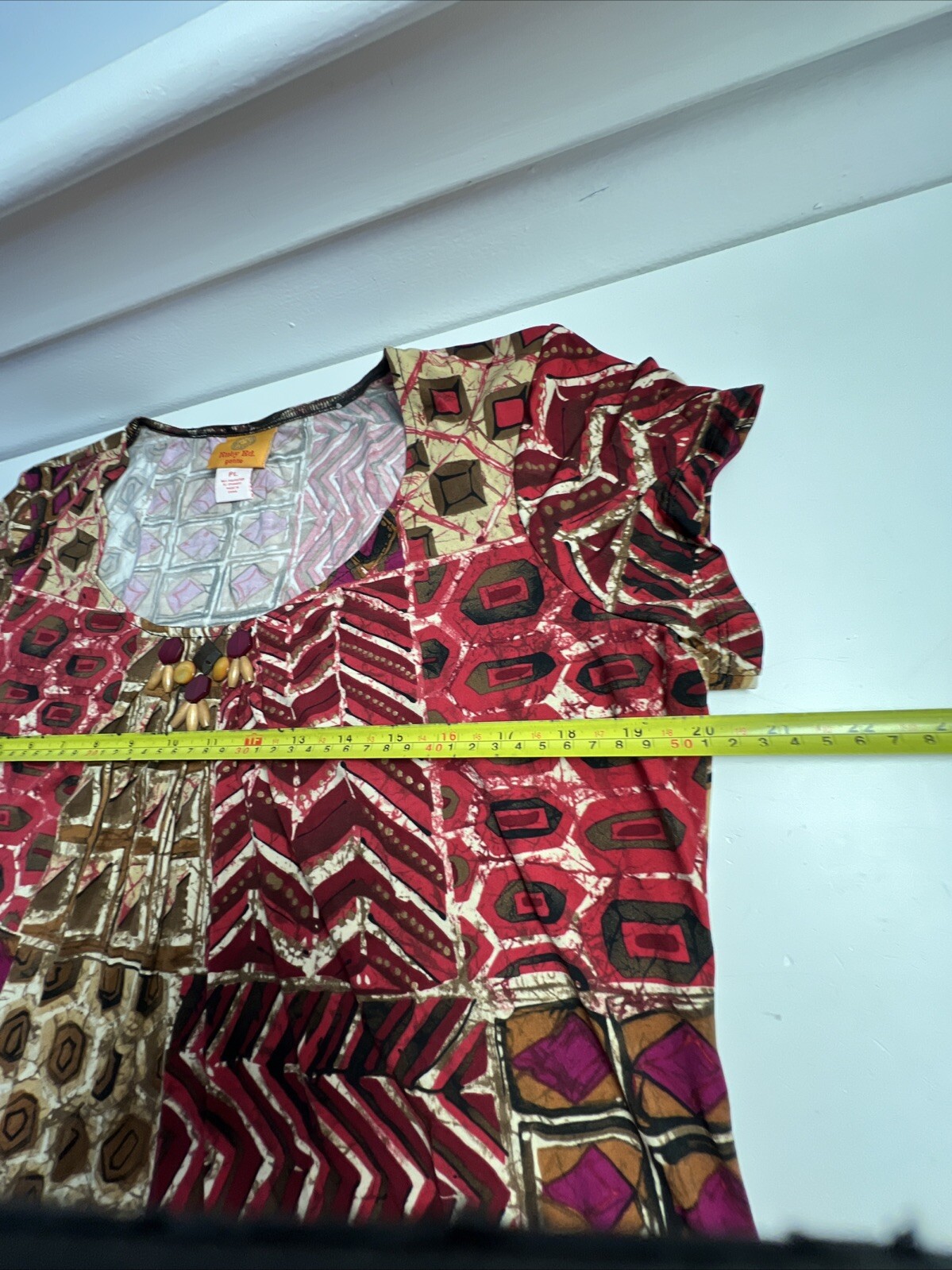 Ruby Rd  Blouse PL Red  Geometric Round  Neck Sho… - image 6