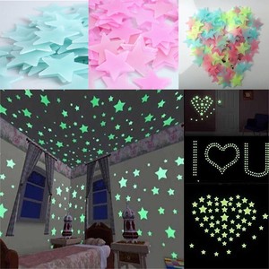 100 Pink Glow In The Dark 3cm Stars Luminous Stick On Space