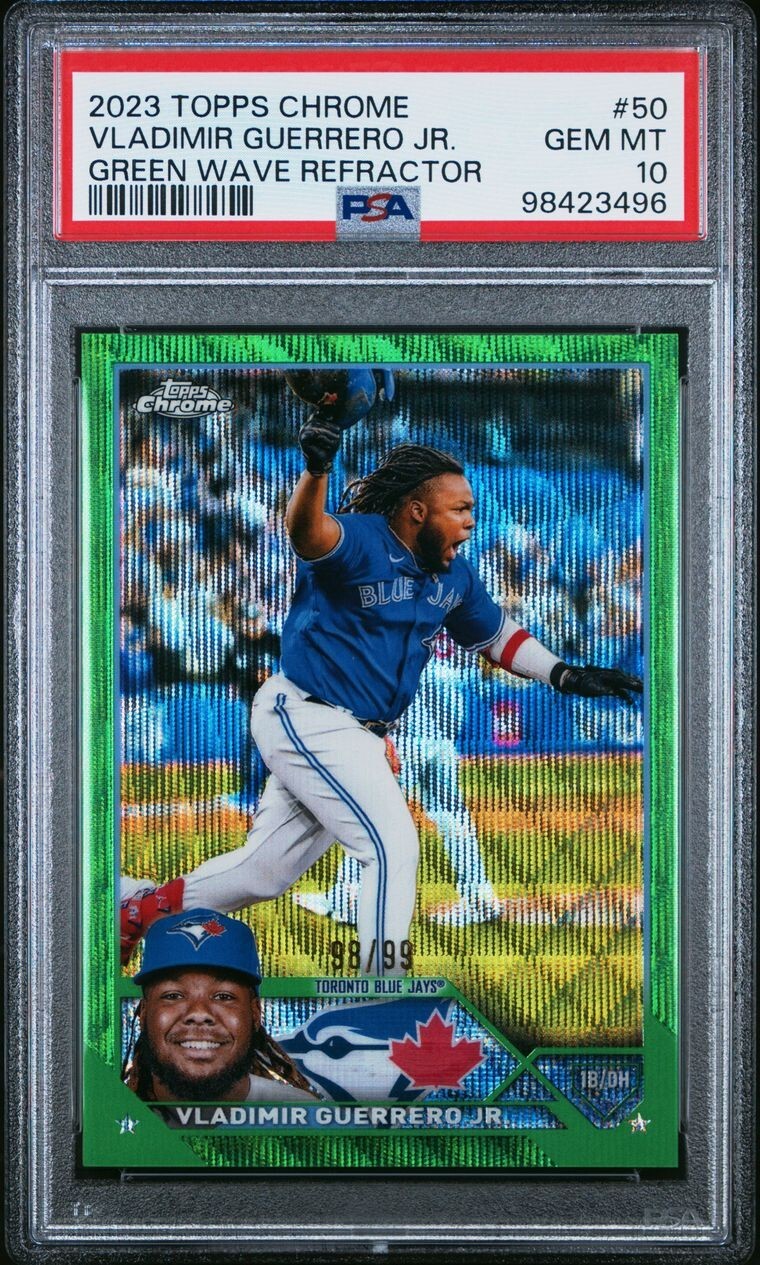 Vladimir Guerrero Jr. 2023 Topps Chrome Green Wave #50 /99 PSA 10 Gem Mint