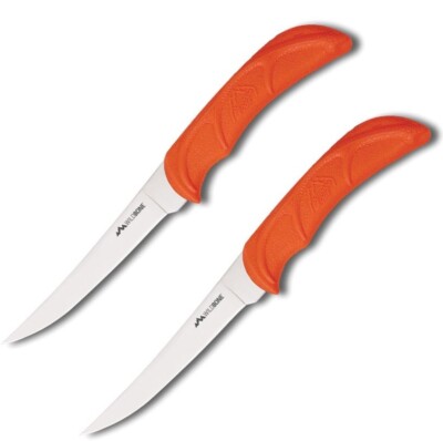 2 PACK Outdoor Edge Wild Game Kitchen Knife 5'' 420J2 Steel Full Blade TPR Handle