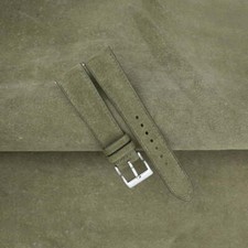 Moss Green Suede Leather Watch Strap Band 18mm 20mm 22mm