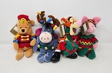 Disney Store Christmas Winnie The Pooh Tiger Eeyore Piglet Lot 4 Bean Bag Plush