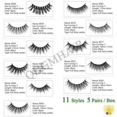 5 Pairs 3D False Mink Eyelashes Long Thick Cross Black Hair Eye Lashes Natural