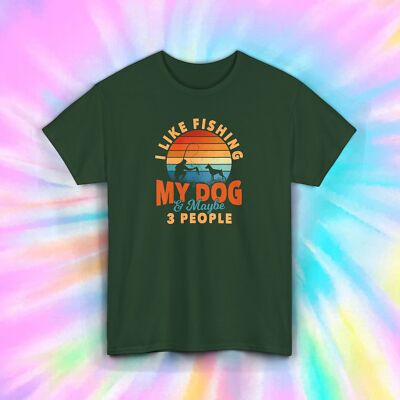 Fishing Dog T-Shirt Funny Fisherman Pet Lover Humor Gift Tee S-5XL