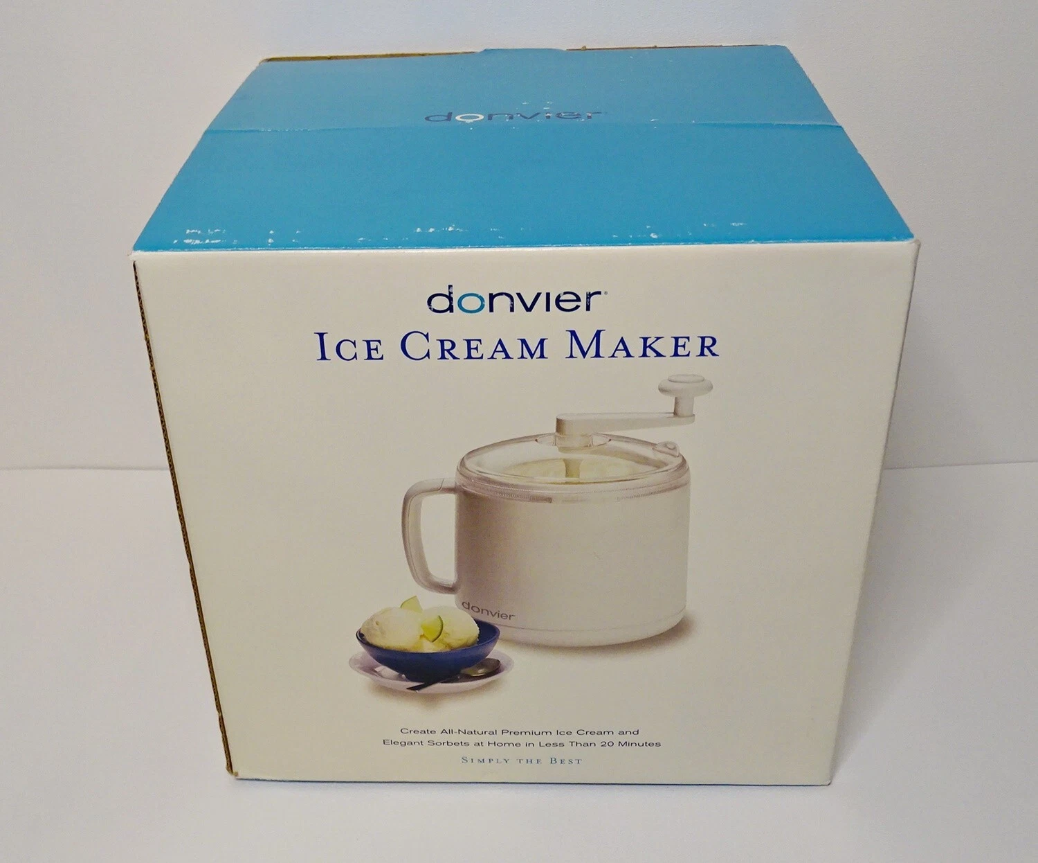Donvier Manual Homemade Ice Cream Maker, Vanilla, Chocolate 1-Quart, White