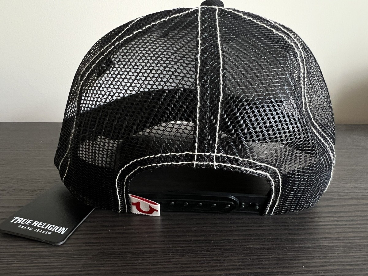True Religion キャップ ブラック NEW TRUE RELIGION MEN'S BUDDHA LOGO ADJUSTABLE TRUCKER'S