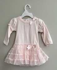 Girl Pink Dress Size 12 Months With Head Band