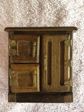 Concord Miniature Wooden Dollhouse Furniture Ice Box, Three doors open &close,