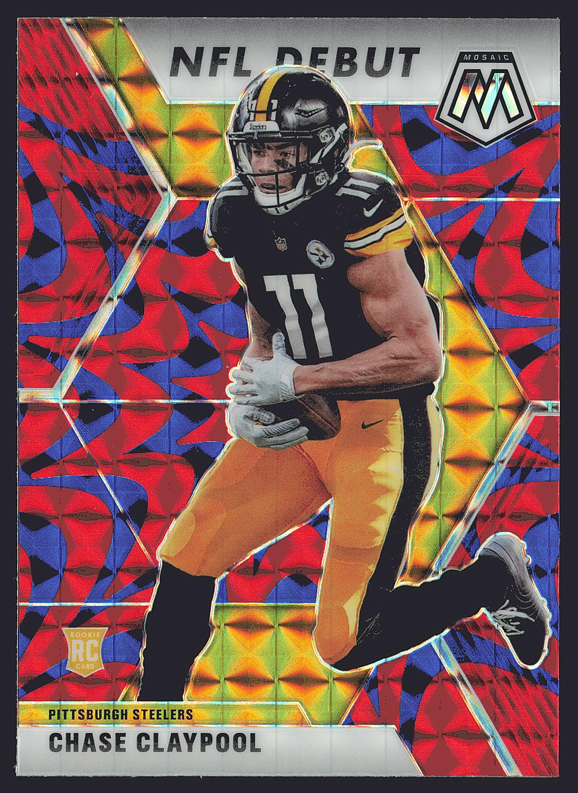 2020 Panini Mosaic #278 Chase Claypool Prizm Reactive Blue RC