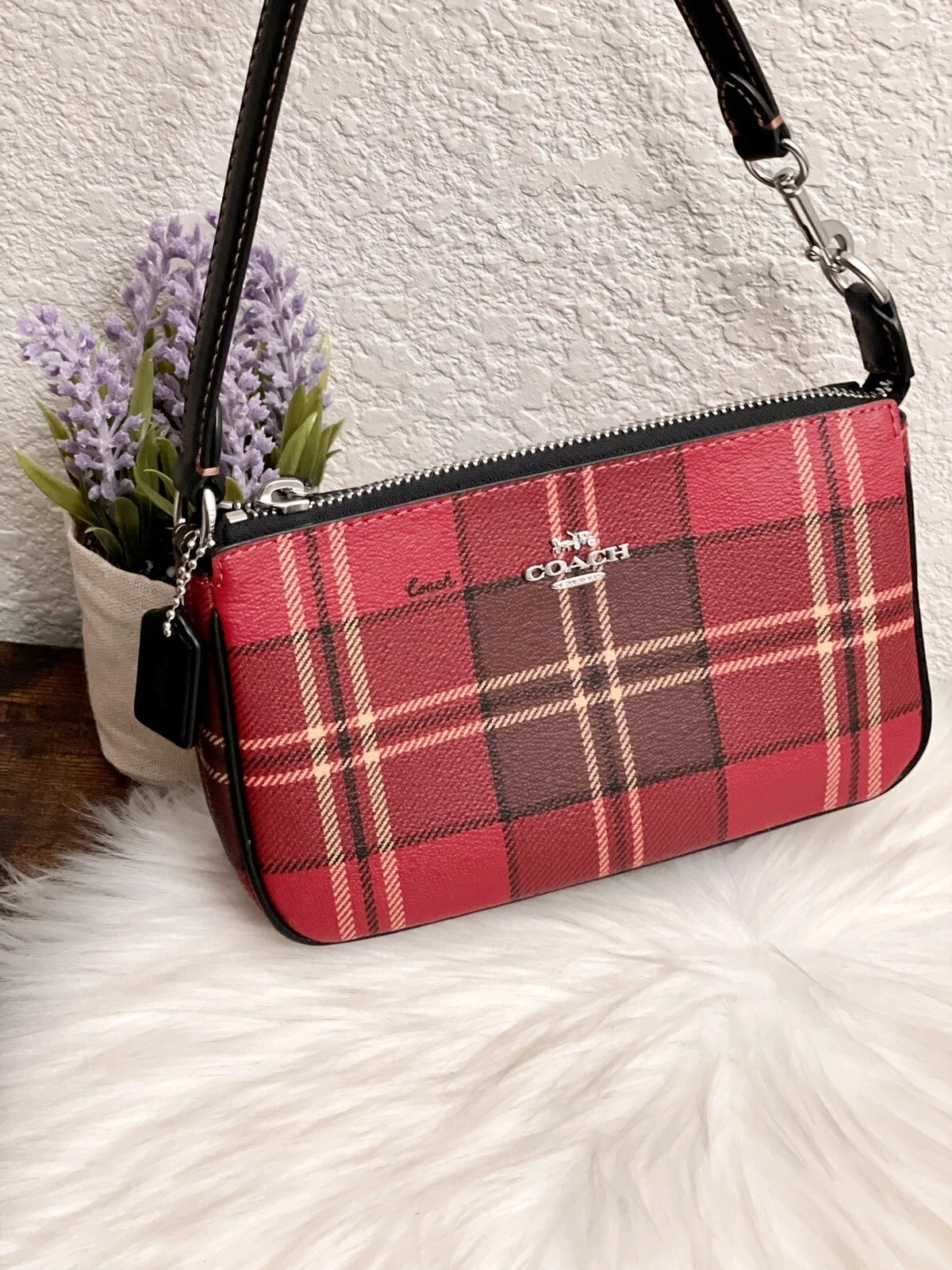 Coach Nolita 19 con stampa a quadri tartan CC809 rosso nero multi