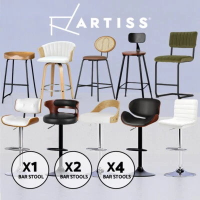 Artiss Bar Stools Kitchen Chairs Upholstered Leather Wood Metal x1/x2/x4 - image 1 of 4