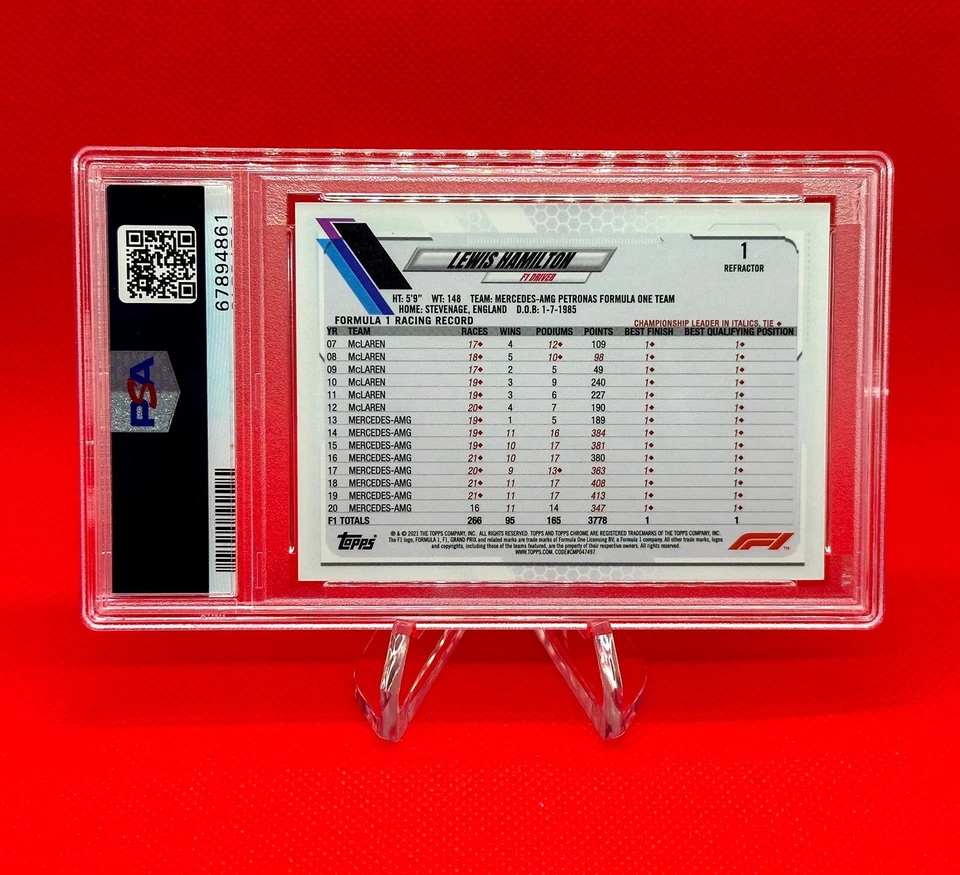 2021 Topps Chrome F1 LEWIS HAMILTON Portrait Refractor PSA 10 GEM MT Formula1 #1 - Image 2 of 2