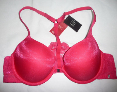 NWT Scandale Paris Virtual Red Shimmer Push-Up Bra Y Strap Front Closure 34b