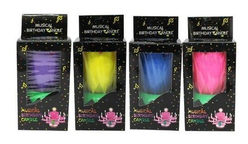 Musical Birthday Candle Rotating with 14 Petals - (Pink, Blue, Multicolour) - Picture 3 of 8