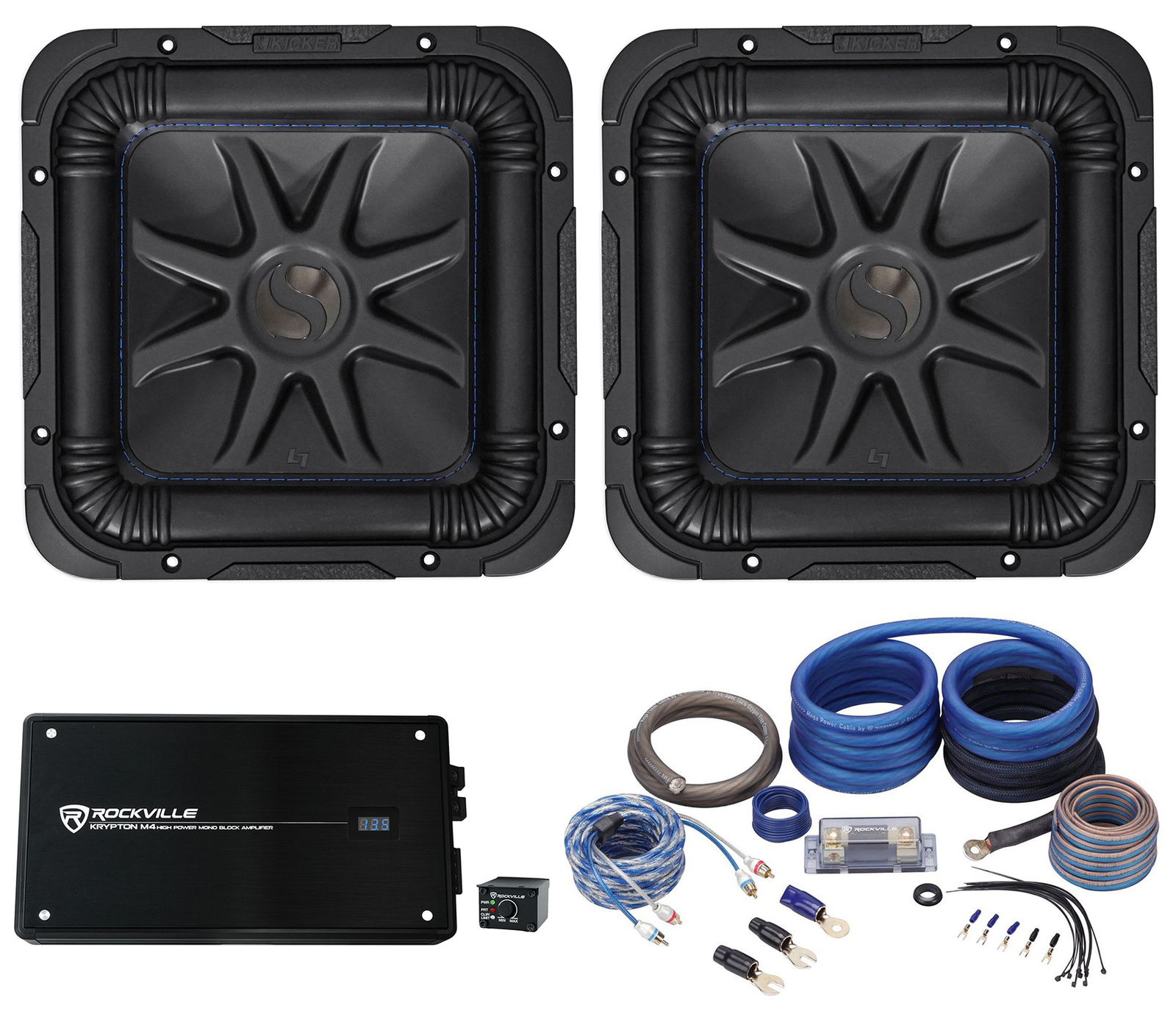 2 Автомобильные сабвуферы Kicker L7S104 мощностью 10 1200 Вт 4 Ом Solo Baric L7S Усилитель мощностью 1500 Вт Комплект усилителей 115090₽