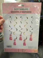 Creative Converting Twinkle Toes Assorted Danglers Hanging Decorations, Pink New