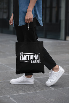 My Emotional Baggage schwarze Tragetasche langer Griff leichte Tragetasche Aufbewahrung Geschenk