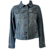 Cherokee Jeans Jacket Biker Crop Denim Coat Y2k Streetwear 90s Glam Rock 8 Xs