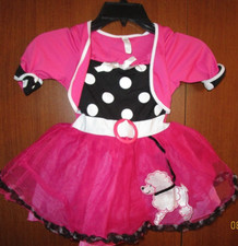 Amscan Poodle Skirt Dress Costume for Girls Sz 4 6 Bust 23 w Stretch Length 19.5