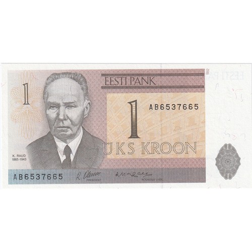 [#196072] Estonia, 1 Kroon, 1992, KM:69a, UNC - Foto 1 di 2