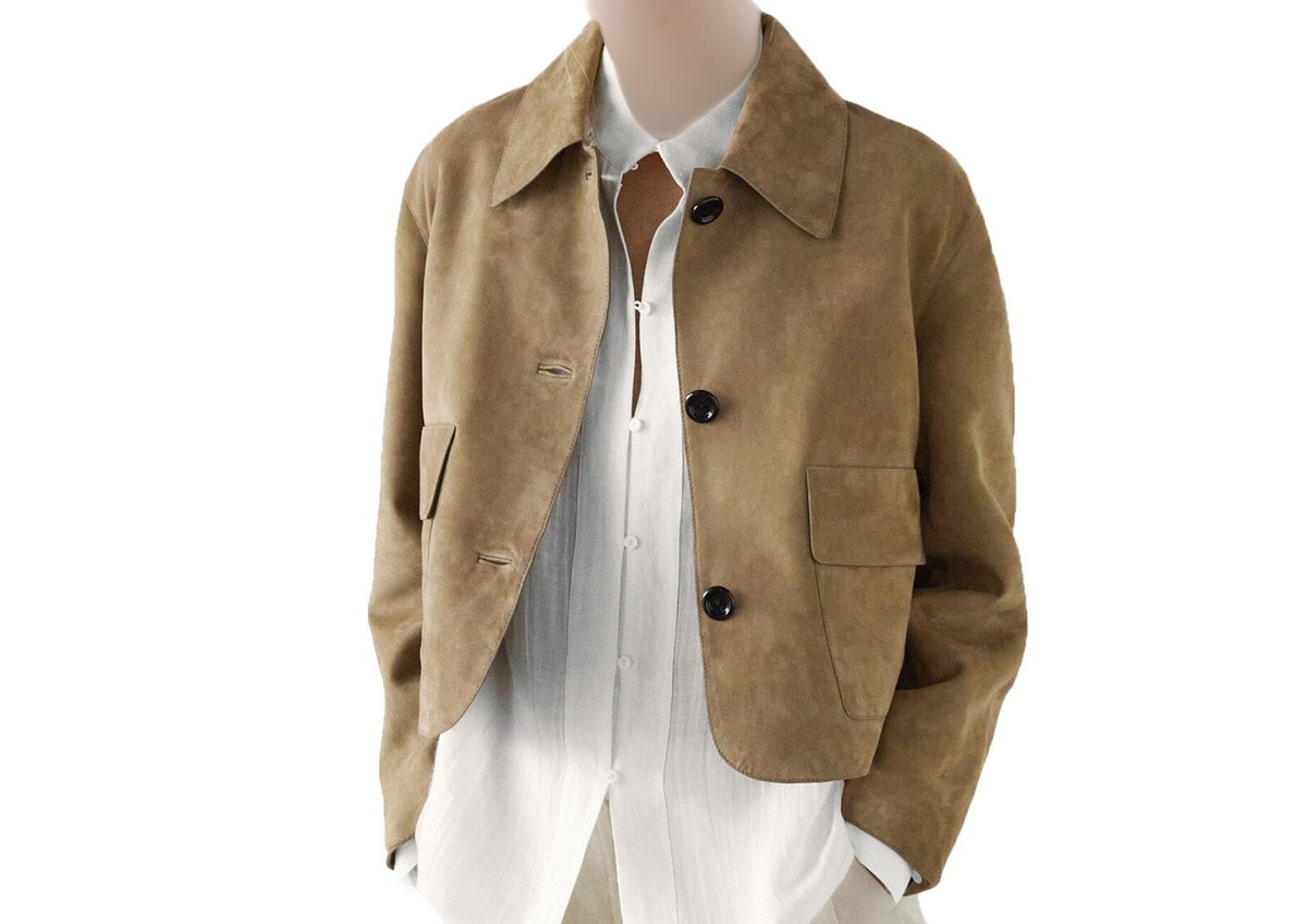 Women's Latest Suede Leather Jacket Beige Cropped Vintage Women's Latest Suede Leather Jacket Beige Cropped Vintage