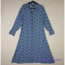 Eloquii button down long sleeve jersey midi dress in blue, size 16