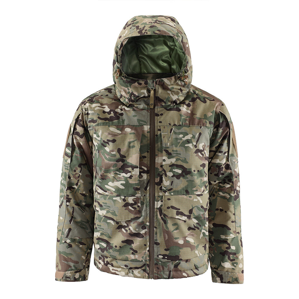 Tactical Jacket Men Military Outdoor Winter Multi Pocket Camo Hooded Hiking Coat