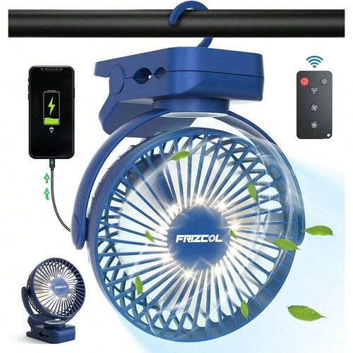 Clip On Fan 65 Hour Portable Desk Fan Rechargeable with LED Lights and Hooks - Picture 12 of 18
