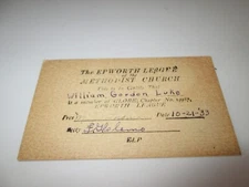 1933 Membership Card The Epworth League of the Methodist Church No 14937 Globe C