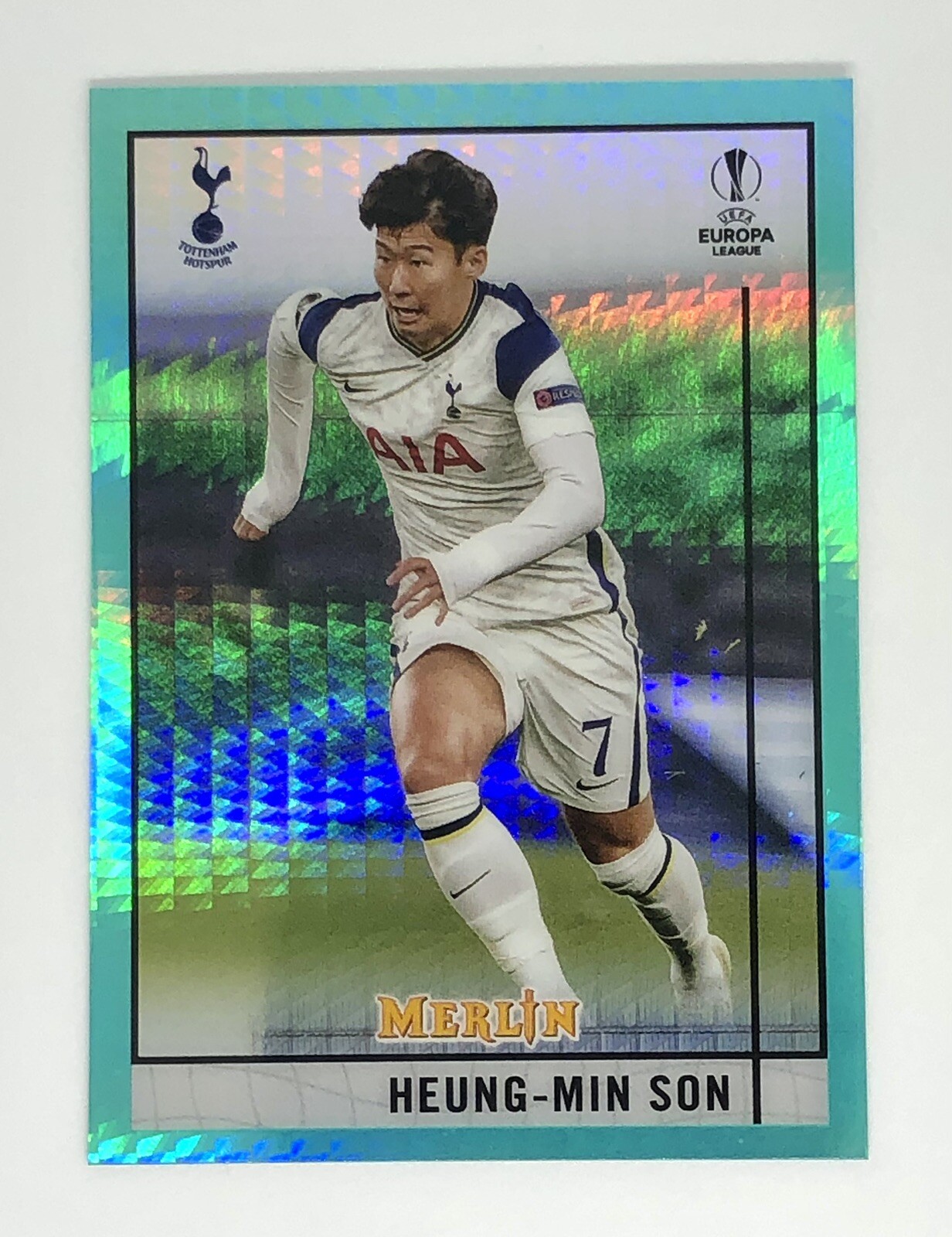 2020-21 Topps Merlin Chrome UEFA Heung-Min Son Aqua Prism Refractor #44 Hotspur