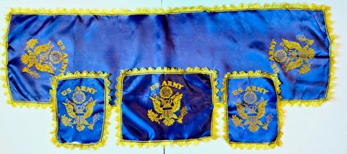 Vintage 4 Pieces, 1940's, US Army WWII Era, 1-41" Large, 3-Doily Memorabilia Set