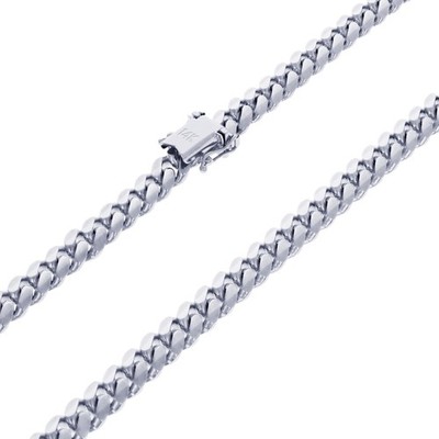 14K White Gold Solid 7mm Mens Miami Cuban Link Chain Necklace Box Clasp 22''