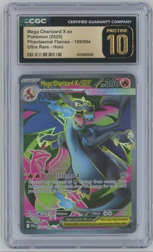 2025 Pokemon Phantasmal Flames Mega Charizard X ex PRISTINE CGC 10 Ultra #109