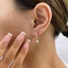 0.8ct Round Dangle Earrings Yellow Gold 14K Labcreated Diamond F/VS — photo 2