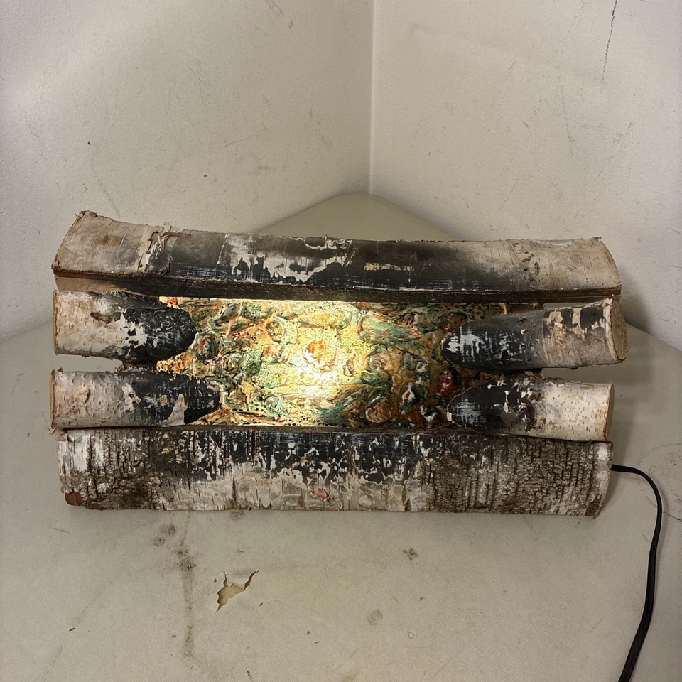 Vtg Harris Systems Wood Log Fireplace Crackling Light Up Electric Fireplace 20” - Image 2 of 4
