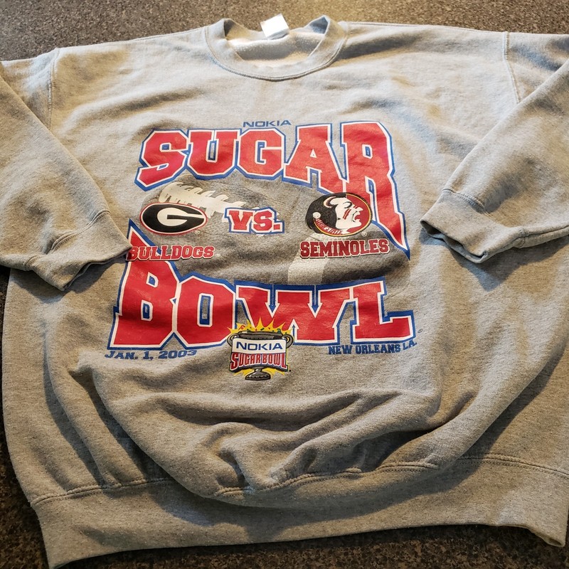FSU Vs. Bulldogs Sugar Bowl 2003 Nokia Crewneck Sweatshirt. XL Georgia Florida