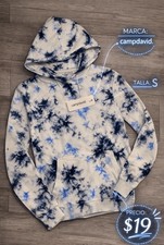 Camp David Blue White Tie Dye Pullover Hoodie Long Sleeve Pockets Men S M
