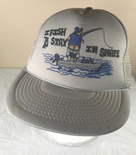 Vintage fishing funny fun trucker mesh snapback hat cap