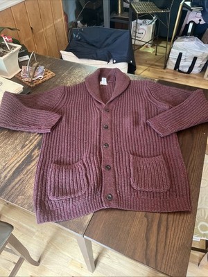 L.L. Bean Classic Ragg Wool Cardigan, Sz Large, Purple blend , 100% Lamb Wool