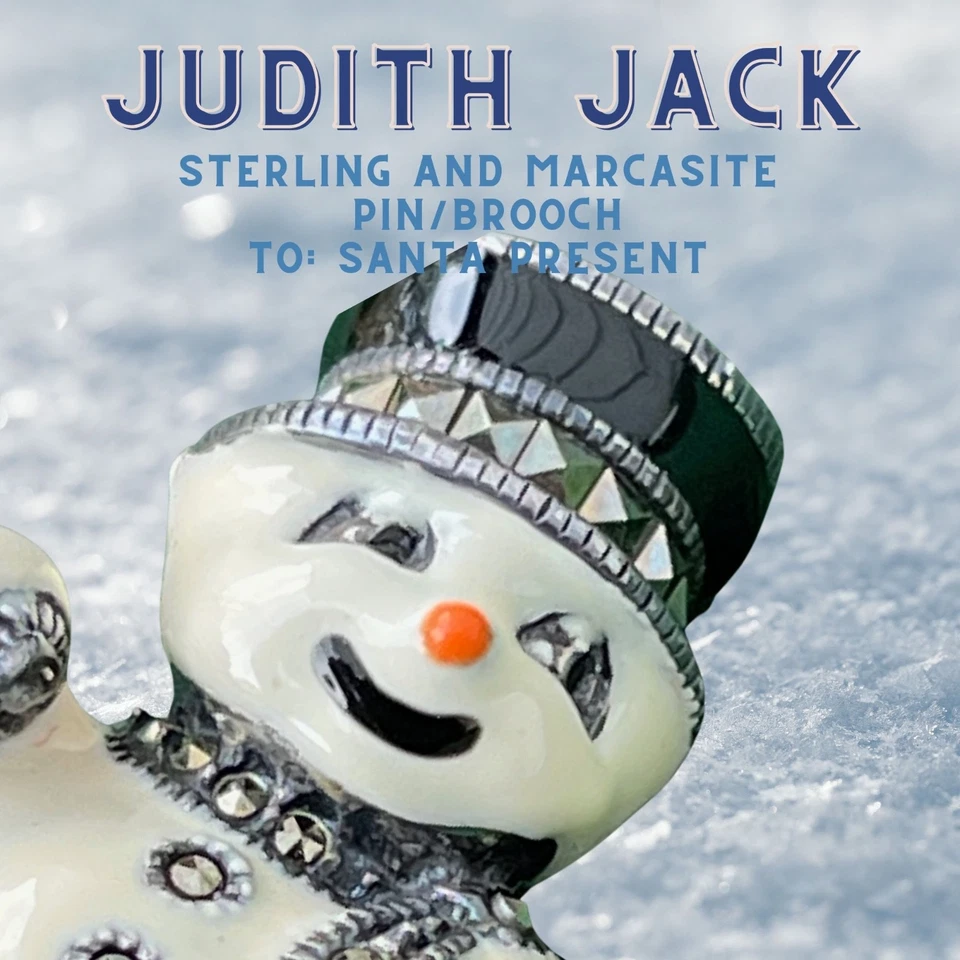 Judith Jack Sterling Silver Enamel Snowman Marcasite Brooch - Image 4 of 4