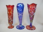Three Fenton tall and thin Carnival Glass Vases