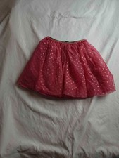 Hanna Andersson Mini Skirt Girls Size 130 Pink Tulle Metallic Polka Dot Lined