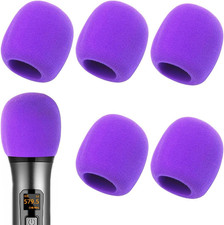 6 PCS Microphone Windscreen Thick Purple Foam Handheld Cover, Mic Covers for Mic