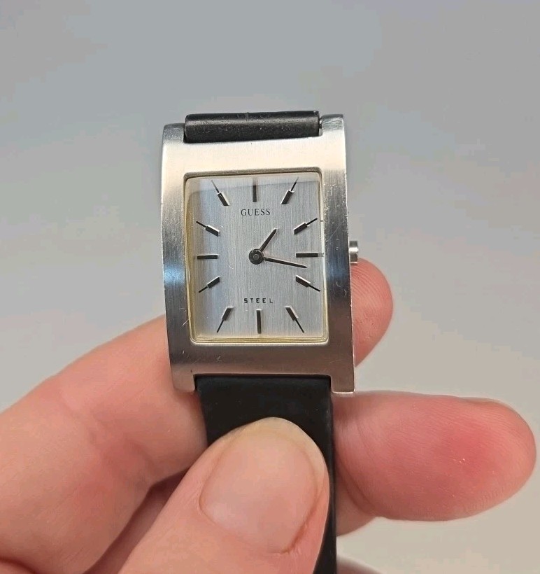 GUESS Steel rectangular face silvertone water res… - image 1