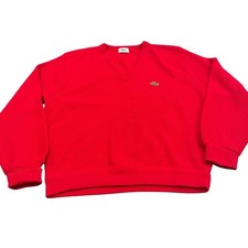 Izod Lacoste V-Neck Sweater Mens M Red Vintage 70s 80s Orlon Acrylic USA Made